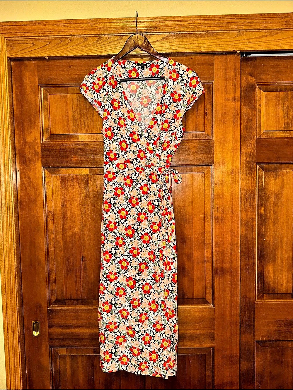 J crew Mercantile Floral Maxi wrap Dress in Red & navy Size Medium
